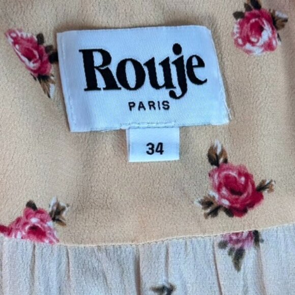 Rouje Paris Womens Midi Plunge Neck Dress Yellow Floral Size 34 US 2 Summer Lux - Picture 8 of 12